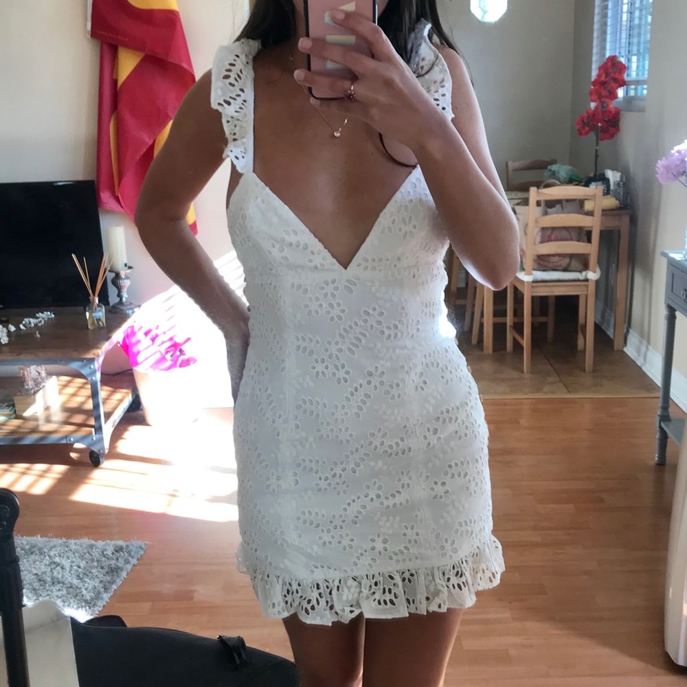 MAJORELLE REVOLVE EYELET MINI DRESS